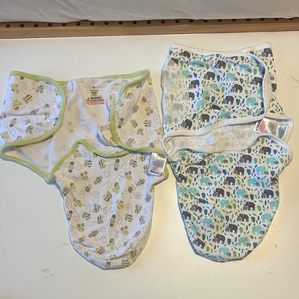SwaddleMe Green and Blue Elephant & Bees Swaddle Blankets